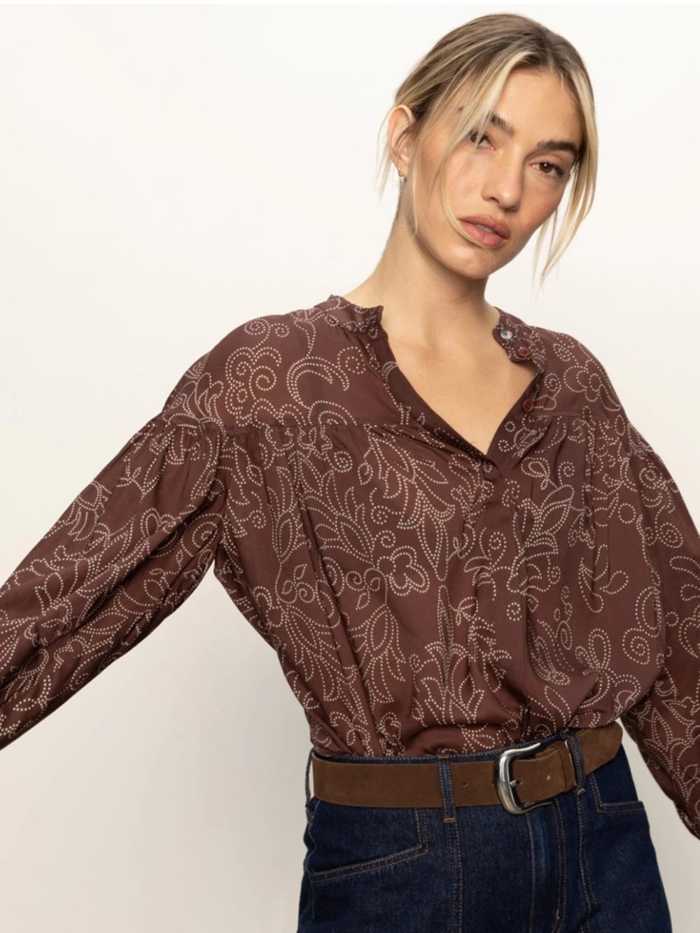 Sanctuary Rowan Printed Button-Front Blouse -size XS